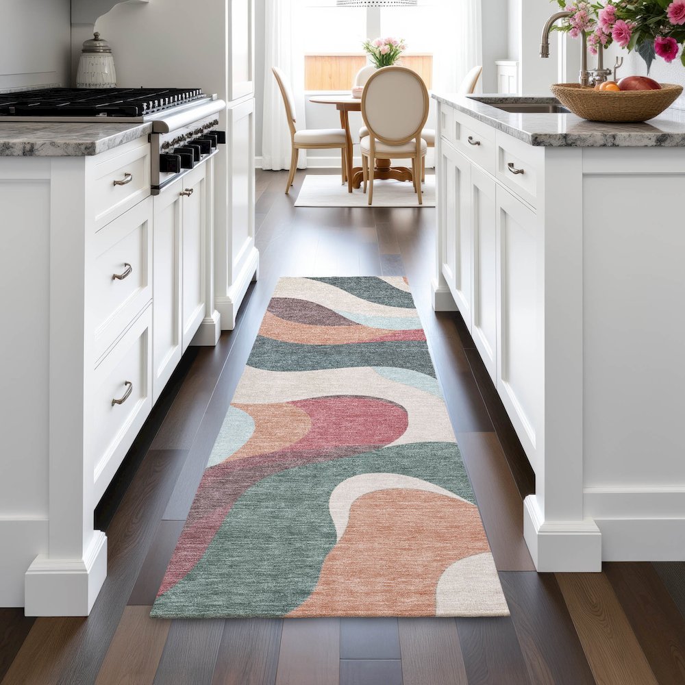 Machine Washable Indoor/Outdoor Chantille ACN2186 Coral 2'3" x 7'6" Runner Rug. Picture 5