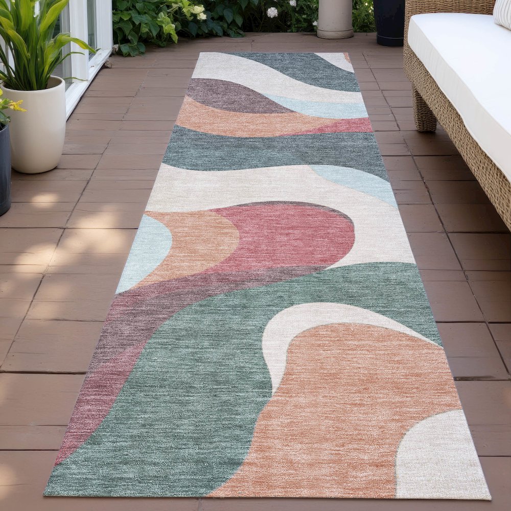 Machine Washable Indoor/Outdoor Chantille ACN2186 Coral 2'3" x 7'6" Runner Rug. Picture 6