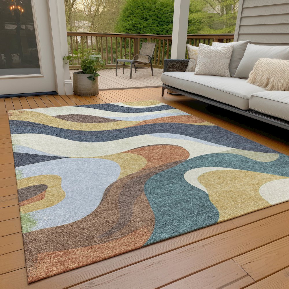 Machine Washable Indoor/Outdoor Chantille ACN2186 Gold 2'6" x 3'10" Rug. Picture 7