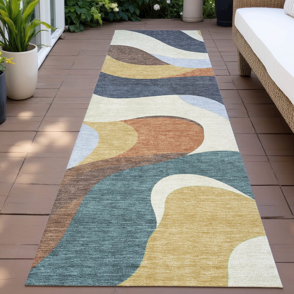Machine Washable Indoor/Outdoor Chantille ACN2186 Gold 2'3" x 7'6" Runner Rug. Picture 6