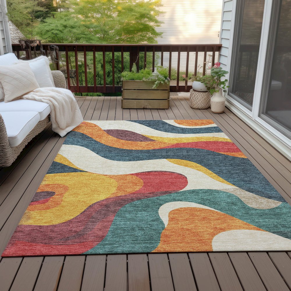 Machine Washable Indoor/Outdoor Chantille ACN2186 Orange 2'6" x 3'10" Rug. Picture 7