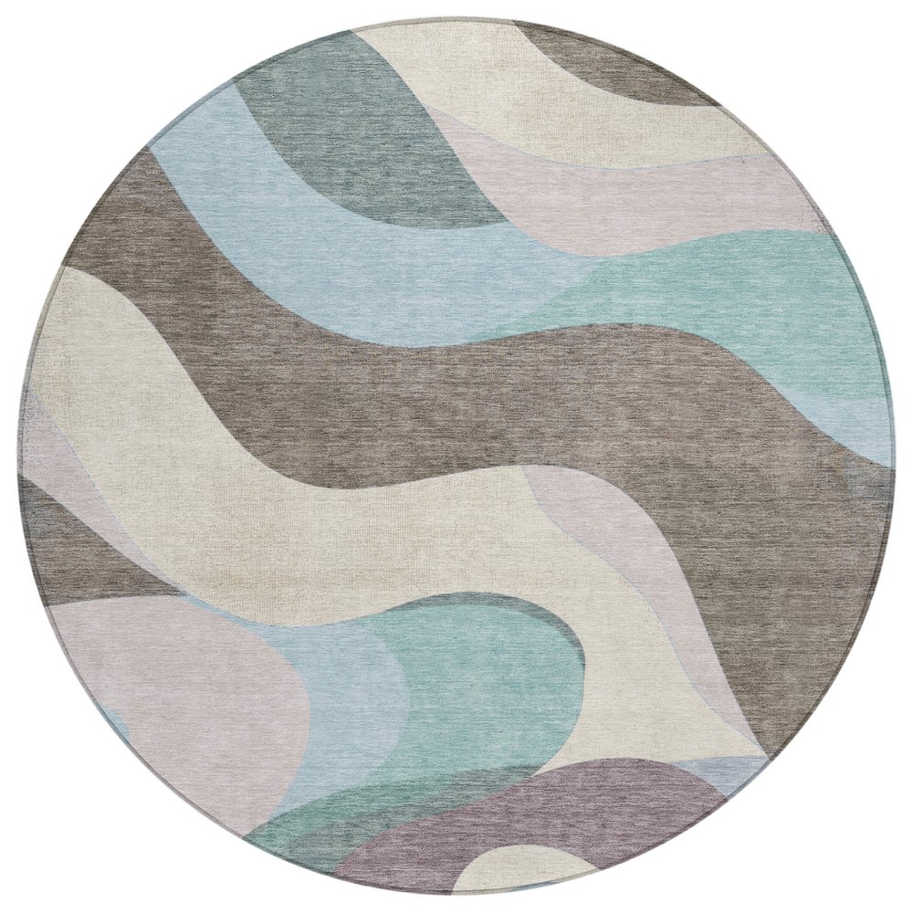 Machine Washable Indoor/Outdoor Chantille ACN2186 Taupe 8' x 8' Round Rug. Picture 1