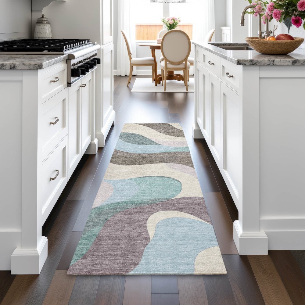 Machine Washable Indoor/Outdoor Chantille ACN2186 Taupe 2'3" x 7'6" Runner Rug. Picture 5