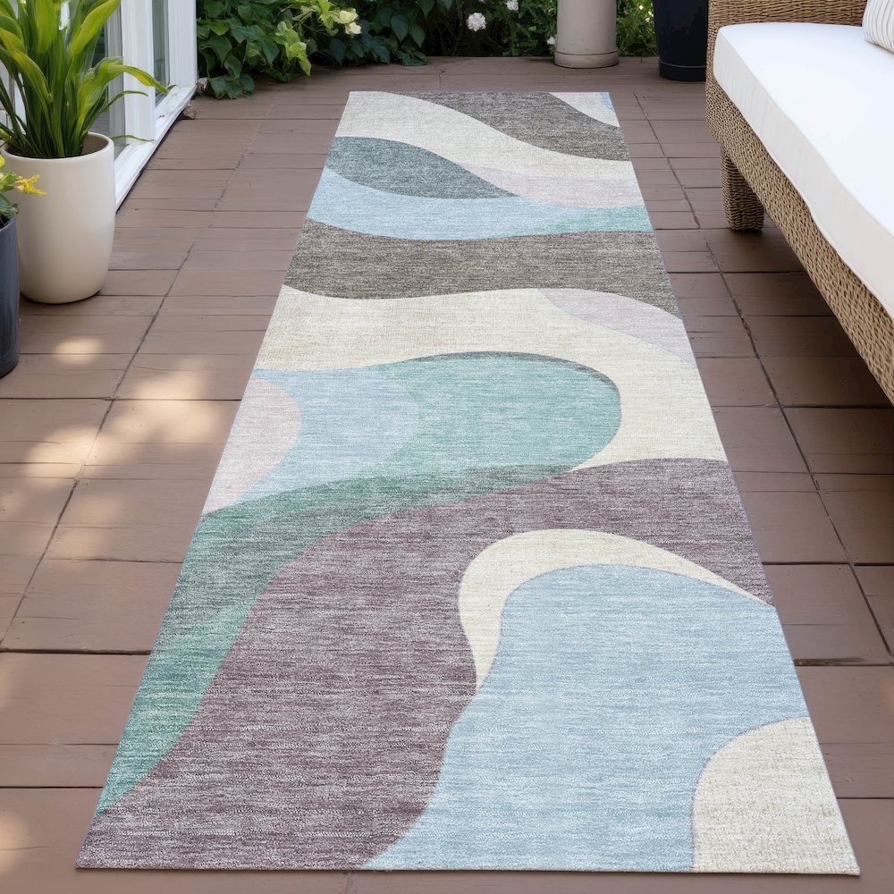 Machine Washable Indoor/Outdoor Chantille ACN2186 Taupe 2'3" x 7'6" Runner Rug. Picture 6