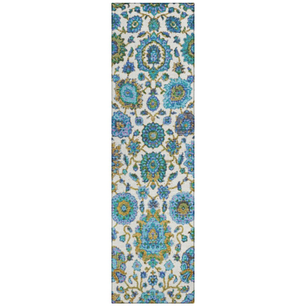 Machine Washable Indoor/Outdoor Chantille ACN2187 Aqua 2'3" x 7'6" Runner Rug. Picture 1