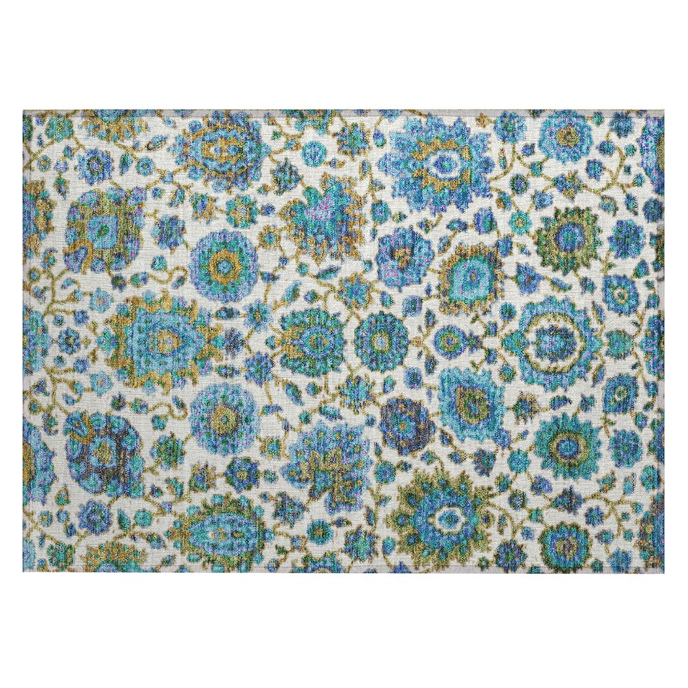 Machine Washable Indoor/Outdoor Chantille ACN2187 Aqua 1'8" x 2'6" Rug. Picture 1