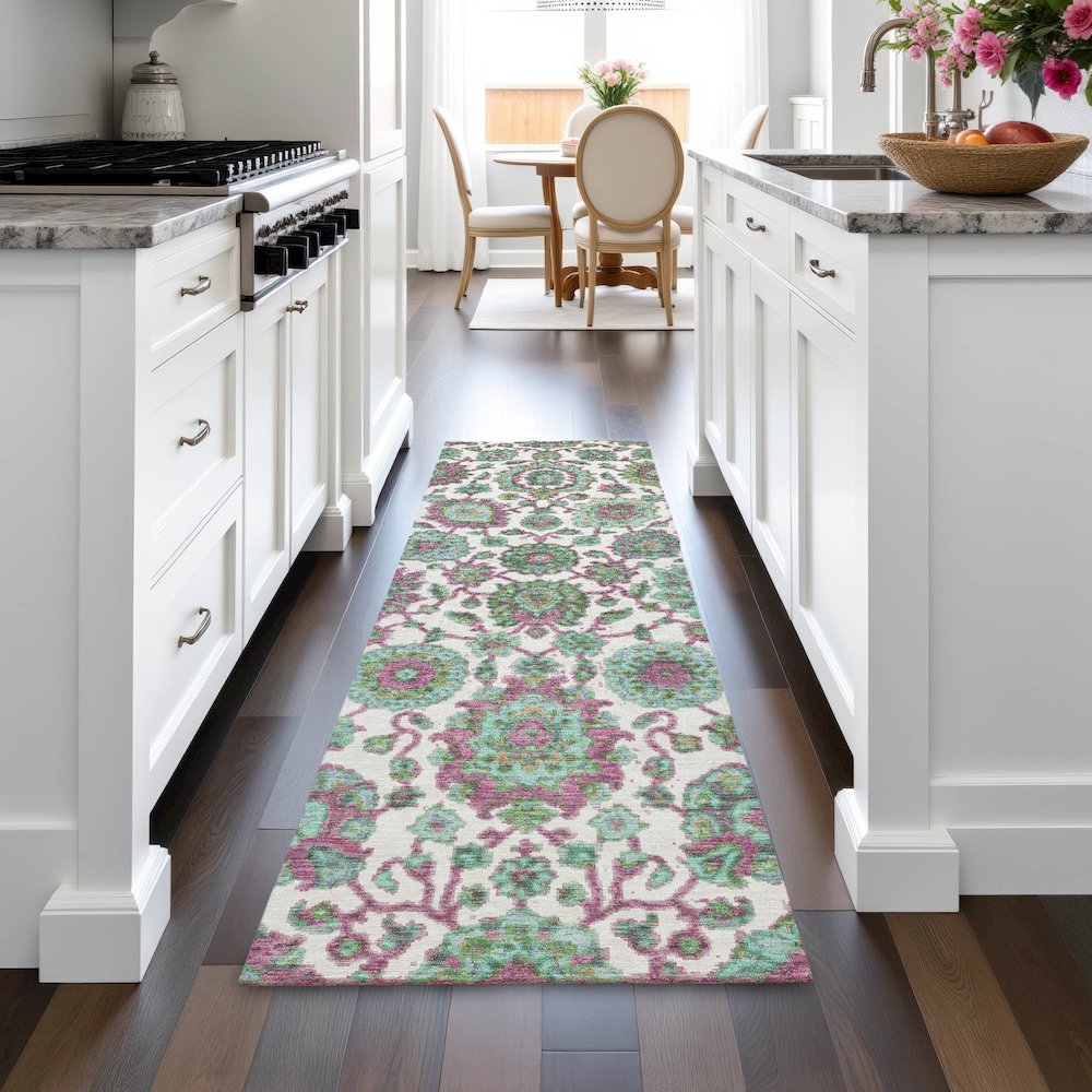 Machine Washable Indoor/Outdoor Chantille ACN2187 Mint 2'3" x 7'6" Runner Rug. Picture 5