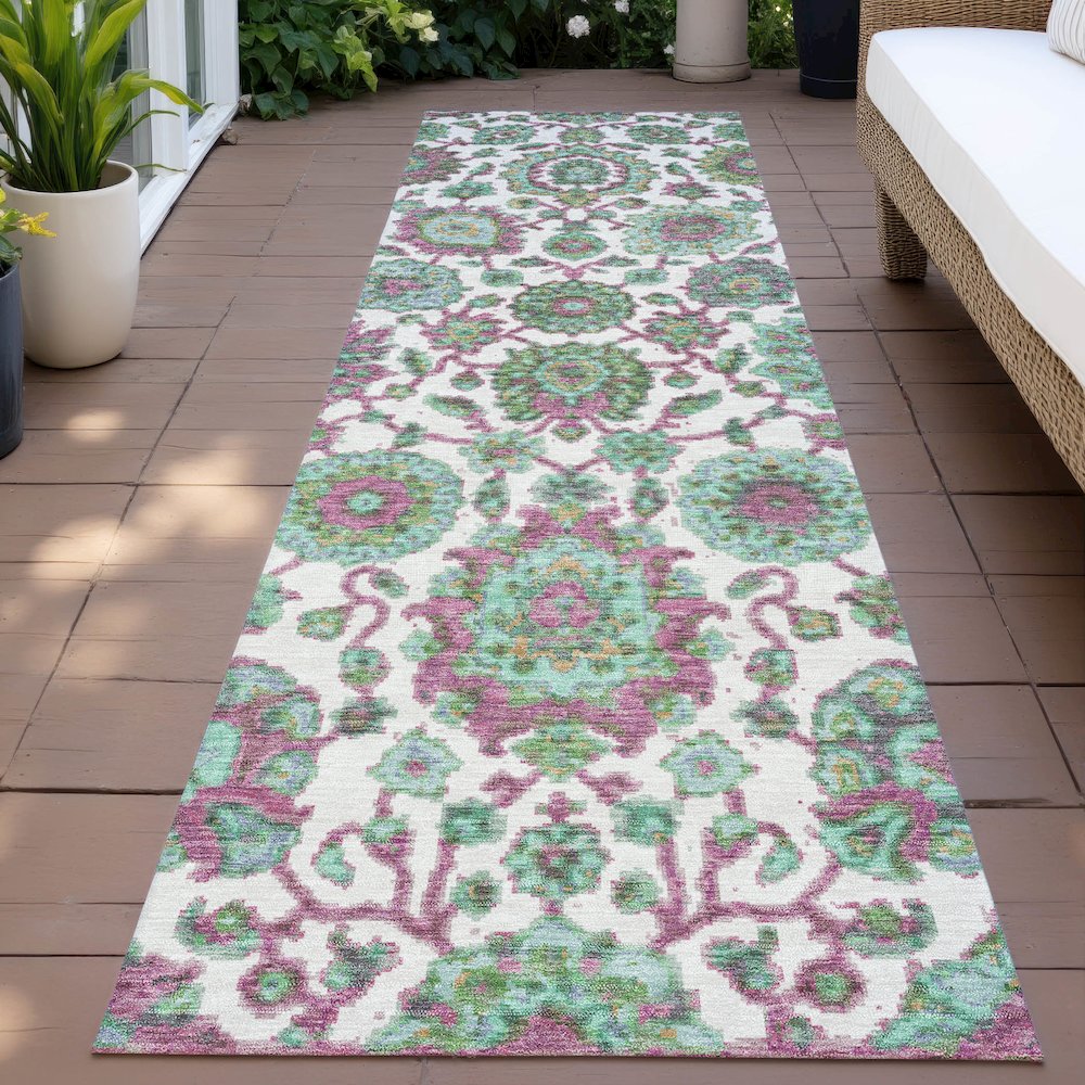 Machine Washable Indoor/Outdoor Chantille ACN2187 Mint 2'3" x 7'6" Runner Rug. Picture 6