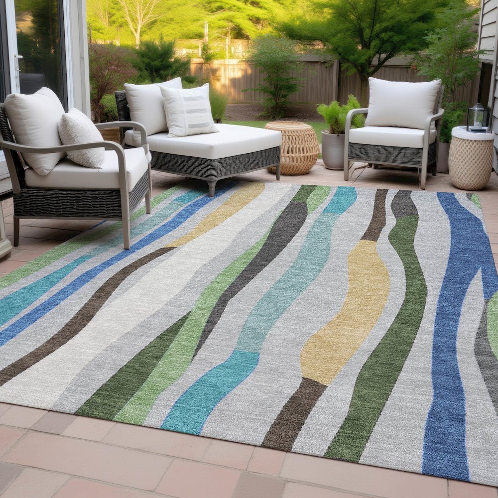 Machine Washable Indoor/Outdoor Chantille ACN2188 Green 2'6" x 3'10" Rug. Picture 8