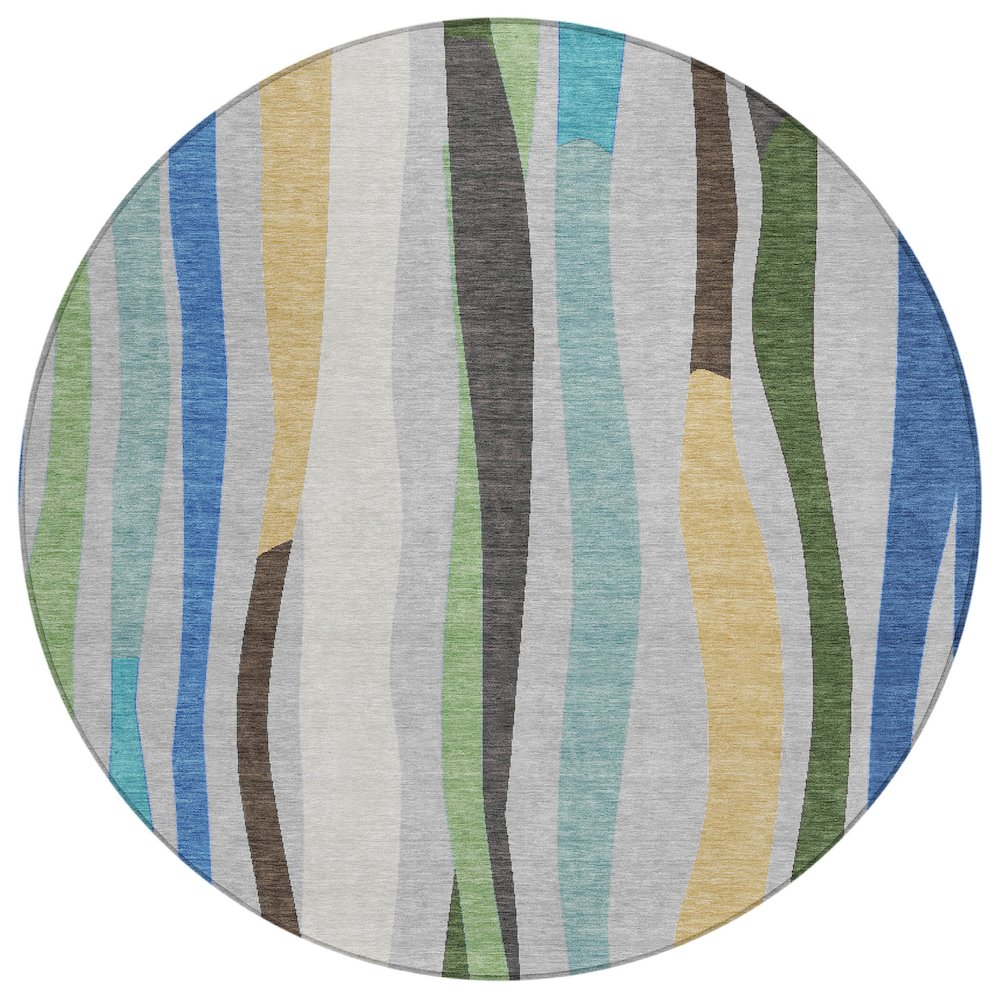 Machine Washable Indoor/Outdoor Chantille ACN2188 Green 8' x 8' Round Rug. Picture 1