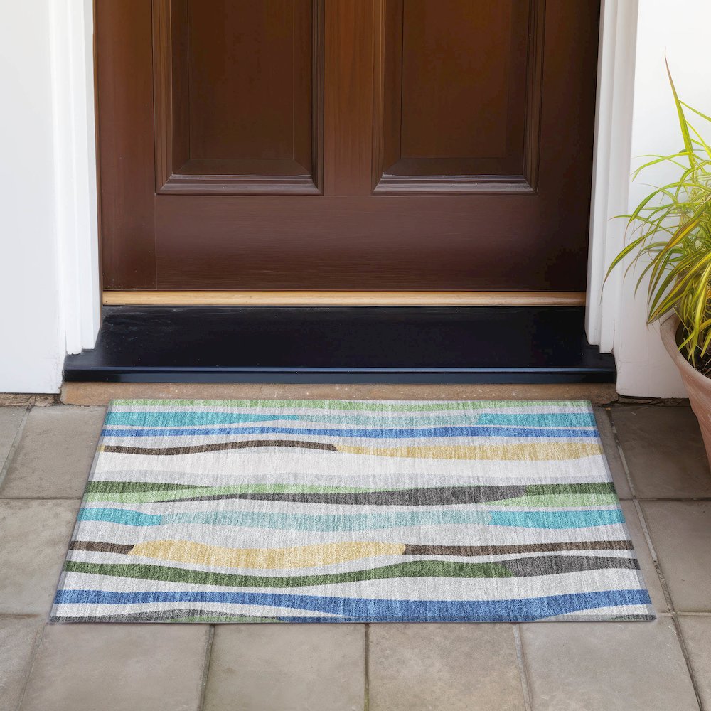 Machine Washable Indoor/Outdoor Chantille ACN2188 Green 1'8" x 2'6" Rug. Picture 6