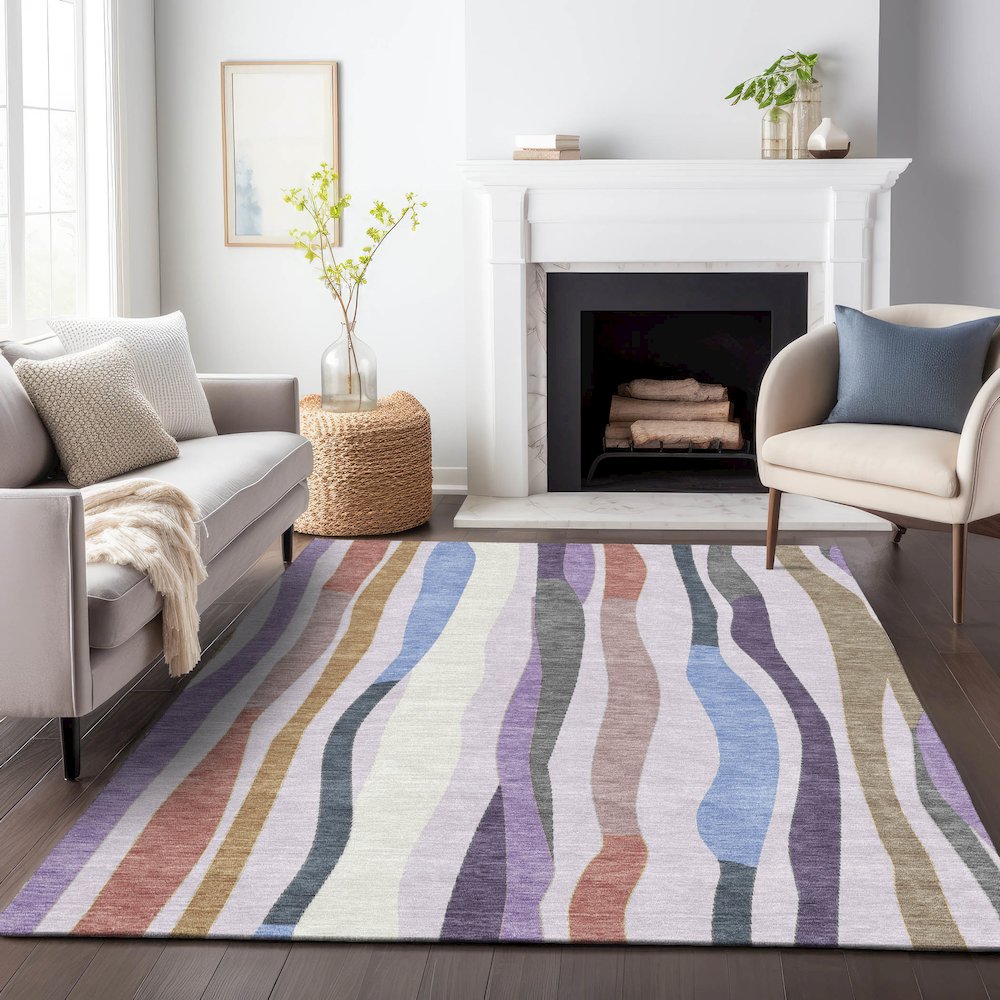 Machine Washable Indoor/Outdoor Chantille ACN2188 Lavender 2'6" x 3'10" Rug. Picture 6