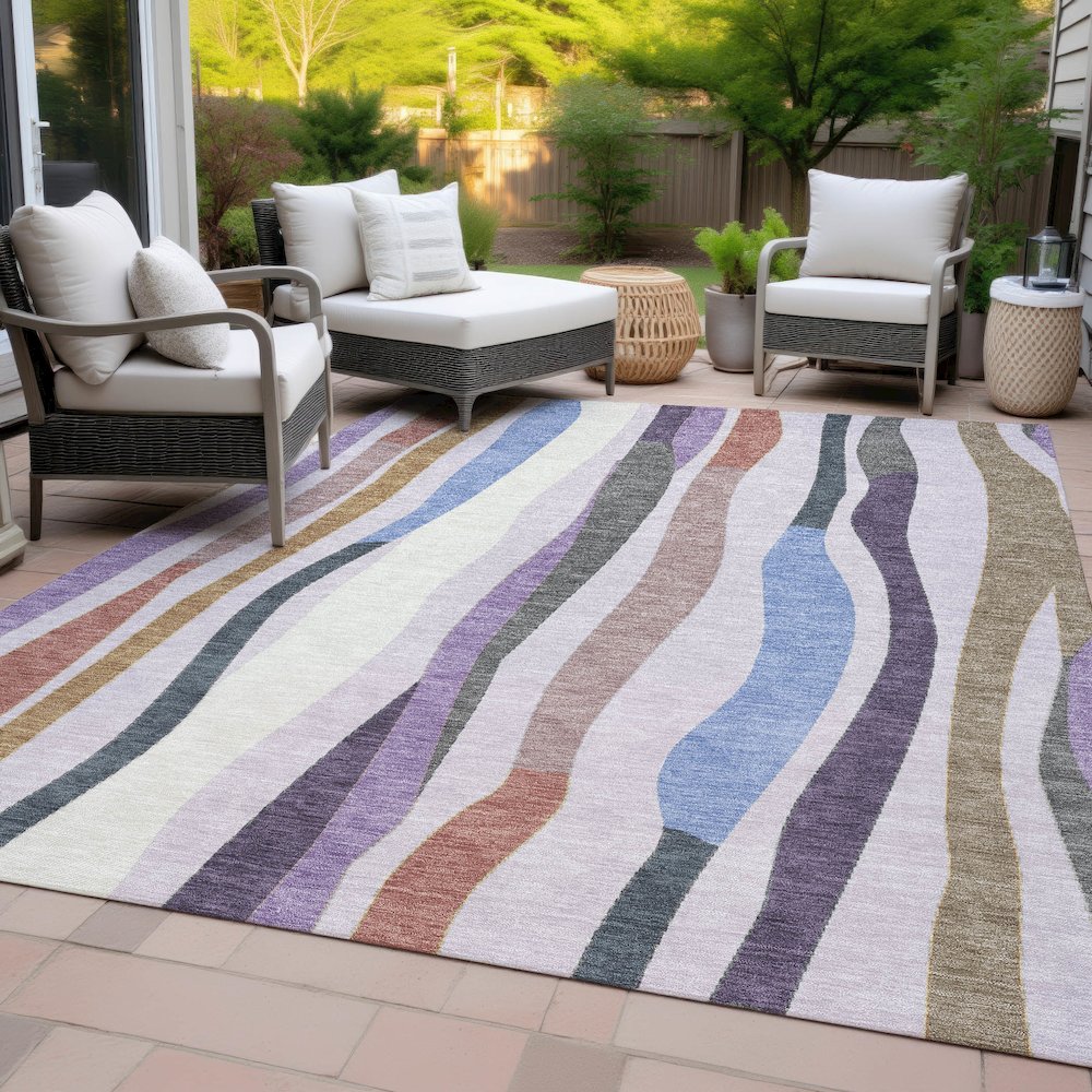 Machine Washable Indoor/Outdoor Chantille ACN2188 Lavender 2'6" x 3'10" Rug. Picture 8