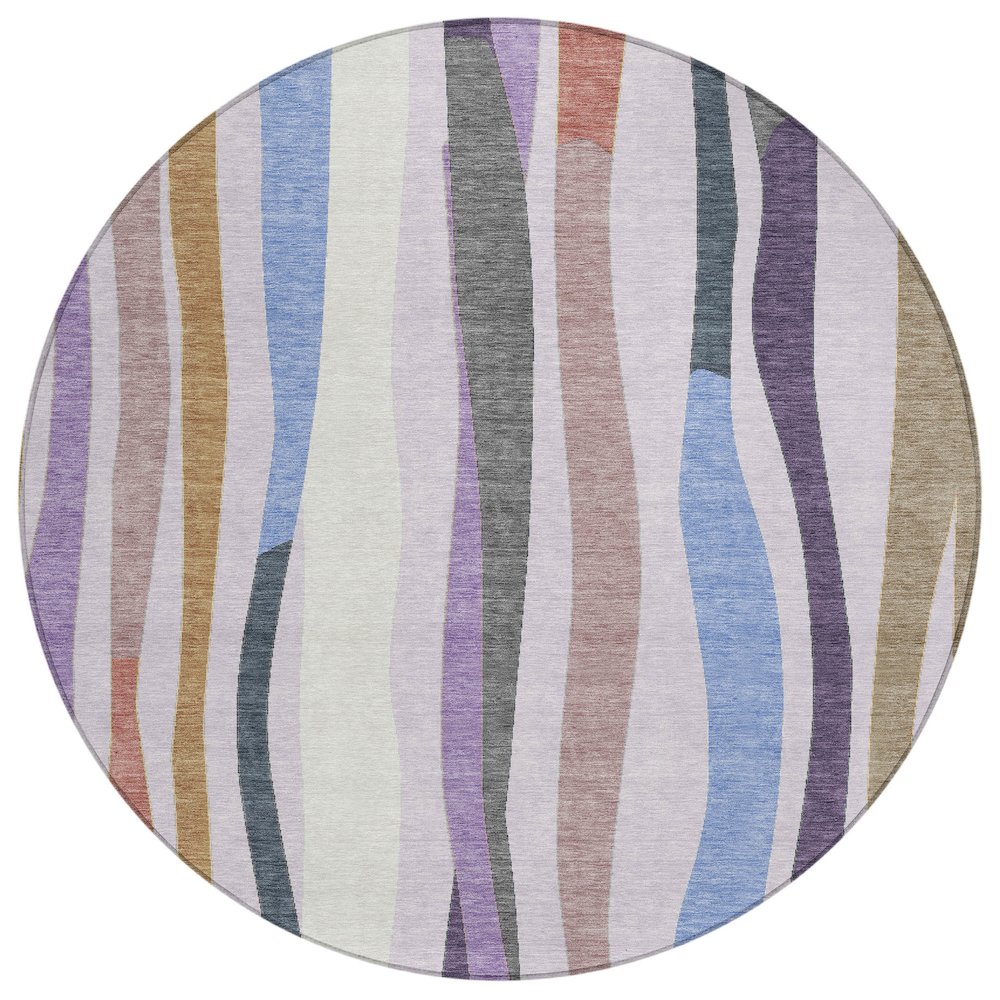 Machine Washable Indoor/Outdoor Chantille ACN2188 Lavender 8' x 8' Round Rug. Picture 1
