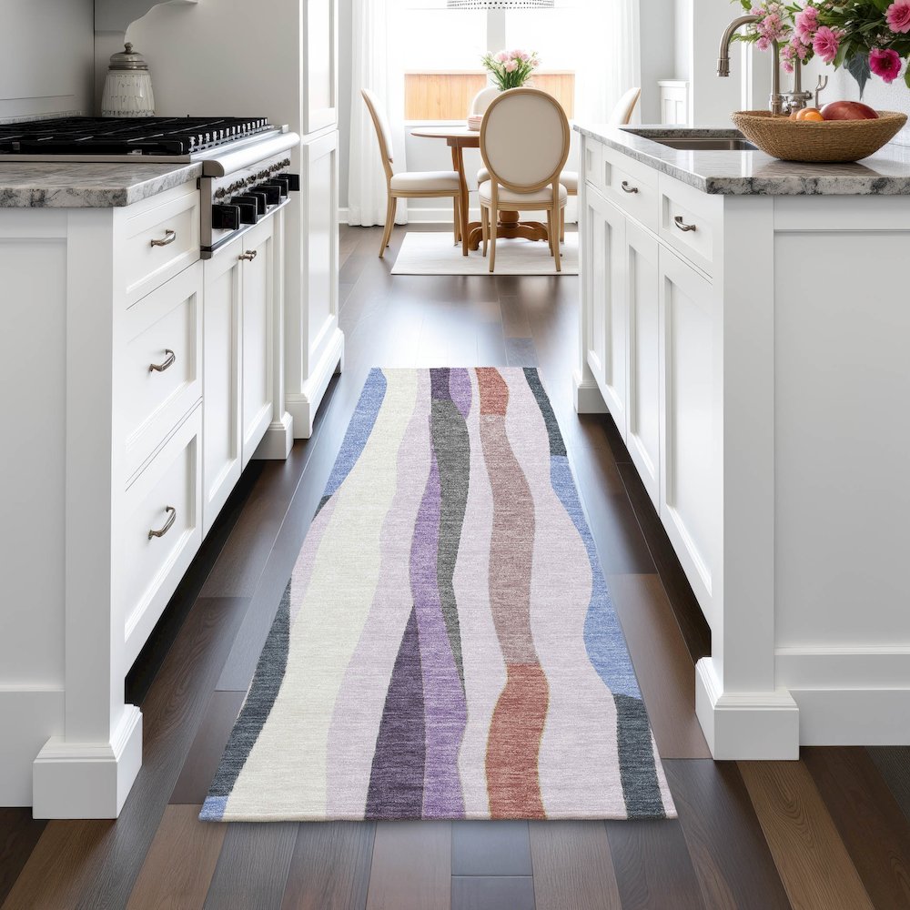 Machine Washable Indoor/Outdoor Chantille ACN2188 Lavender 2'3"x7'6" Runner Rug. Picture 5