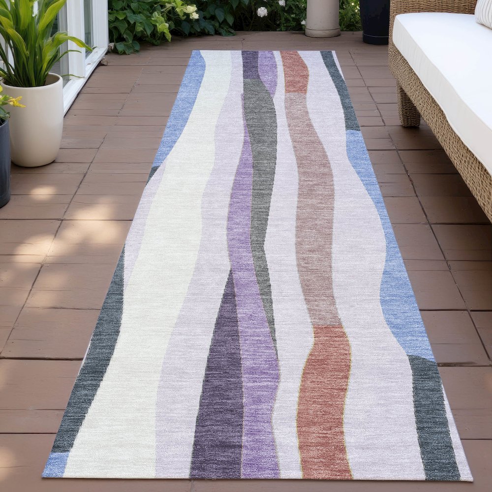 Machine Washable Indoor/Outdoor Chantille ACN2188 Lavender 2'3"x7'6" Runner Rug. Picture 6