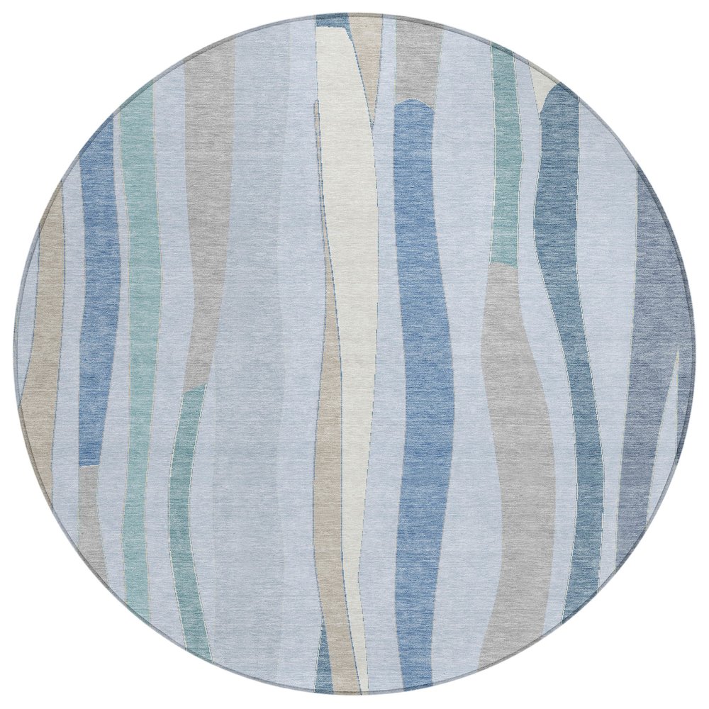 Machine Washable Indoor/Outdoor Chantille ACN2188 Sky 8' x 8' Round Rug. Picture 1