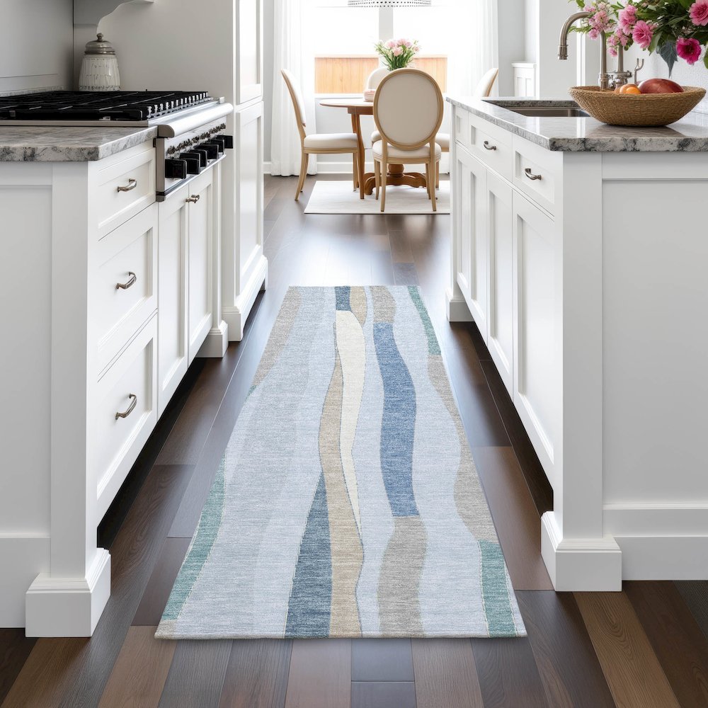 Machine Washable Indoor/Outdoor Chantille ACN2188 Sky 2'3" x 7'6" Runner Rug. Picture 5