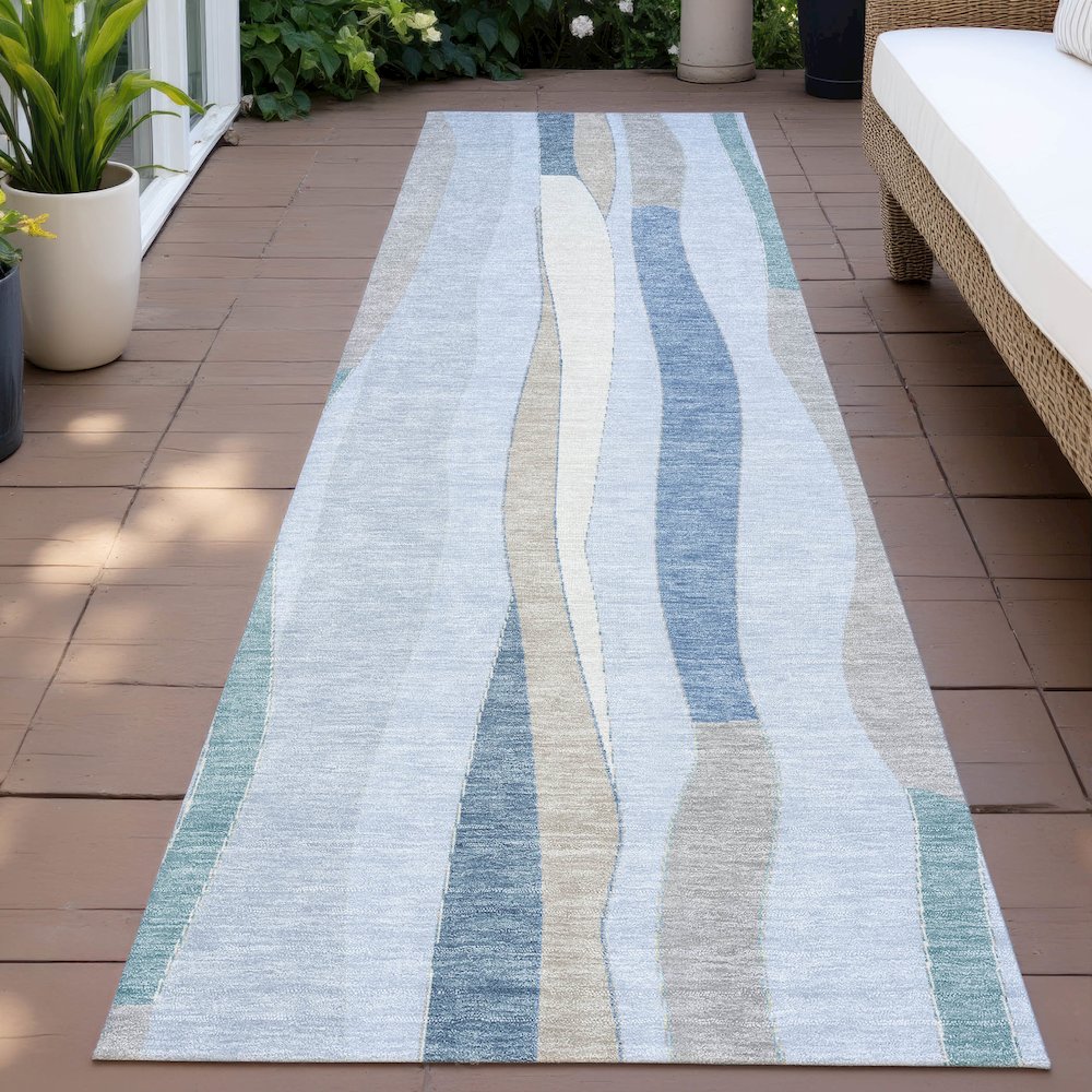 Machine Washable Indoor/Outdoor Chantille ACN2188 Sky 2'3" x 7'6" Runner Rug. Picture 6