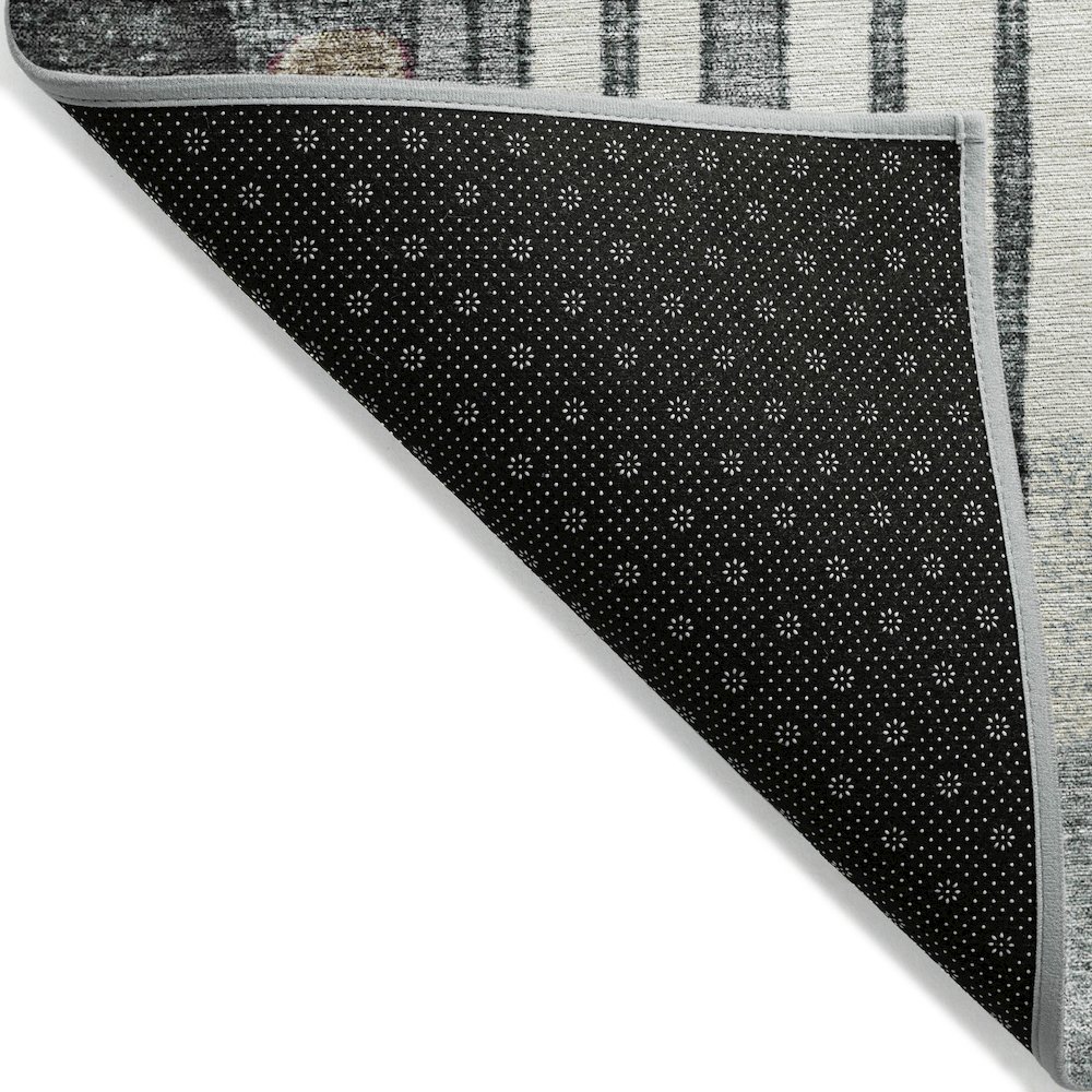 Machine Washable Indoor/Outdoor Chantille ACN2189 Black 1'8" x 2'6" Rug. Picture 2