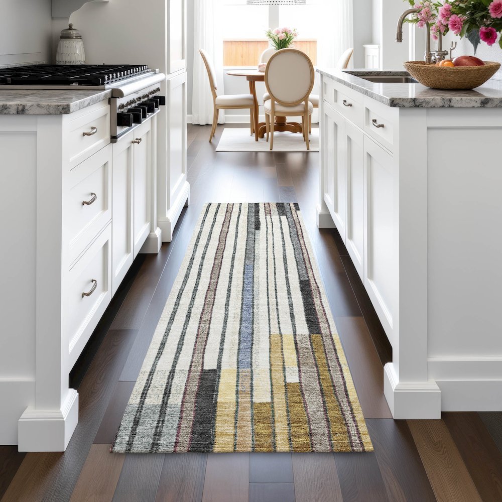 Machine Washable Indoor/Outdoor Chantille ACN2189 Black 2'3" x 7'6" Runner Rug. Picture 5