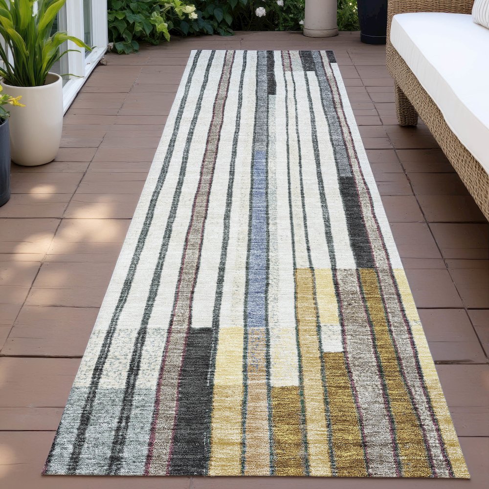 Machine Washable Indoor/Outdoor Chantille ACN2189 Black 2'3" x 7'6" Runner Rug. Picture 6