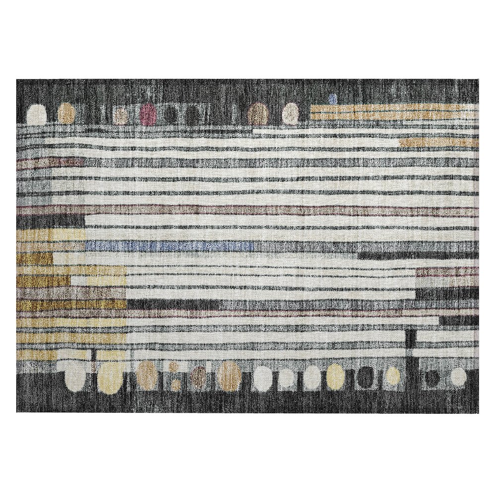 Machine Washable Indoor/Outdoor Chantille ACN2189 Black 1'8" x 2'6" Rug. Picture 1