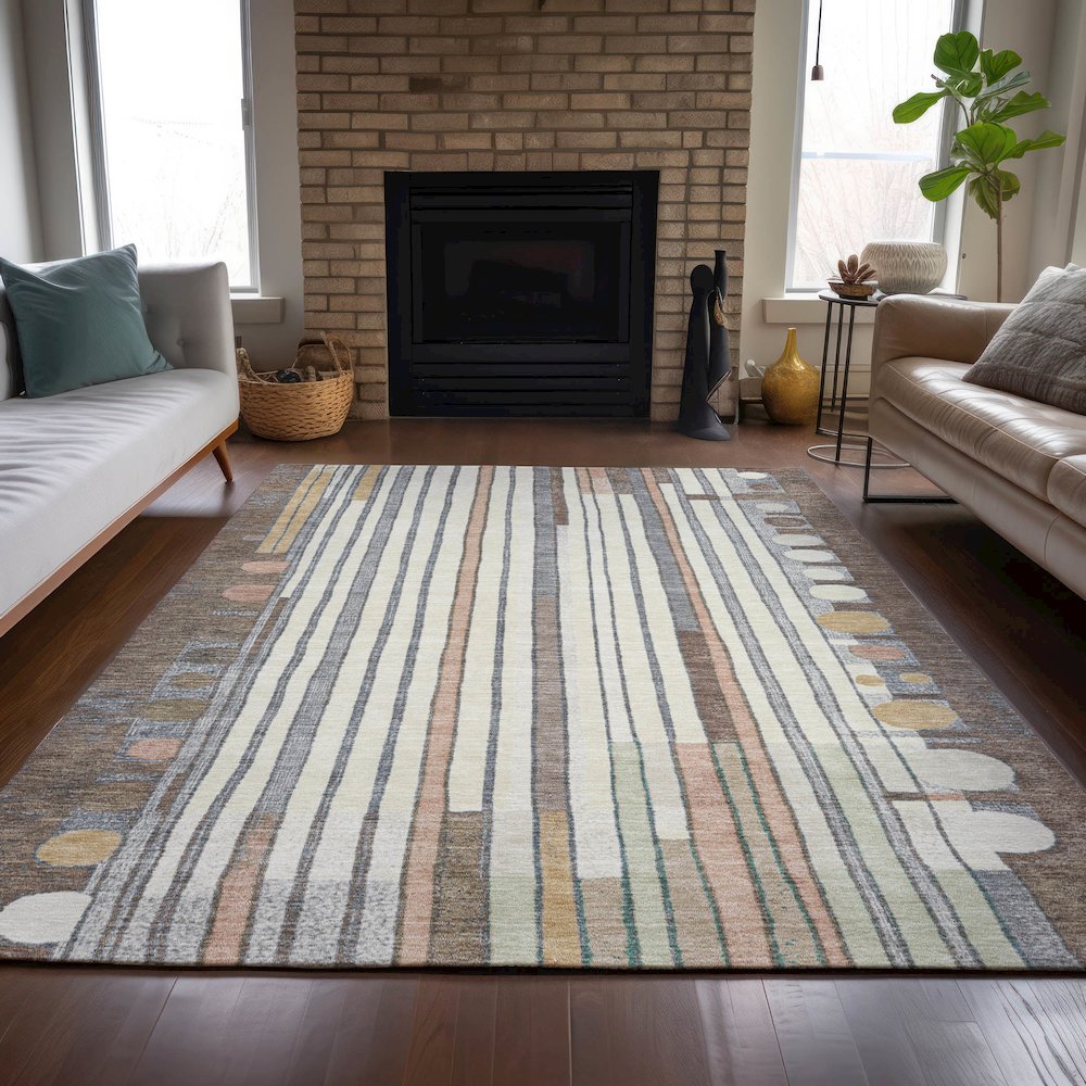 Machine Washable Indoor/Outdoor Chantille ACN2189 Brown 2'6" x 3'10" Rug. Picture 6