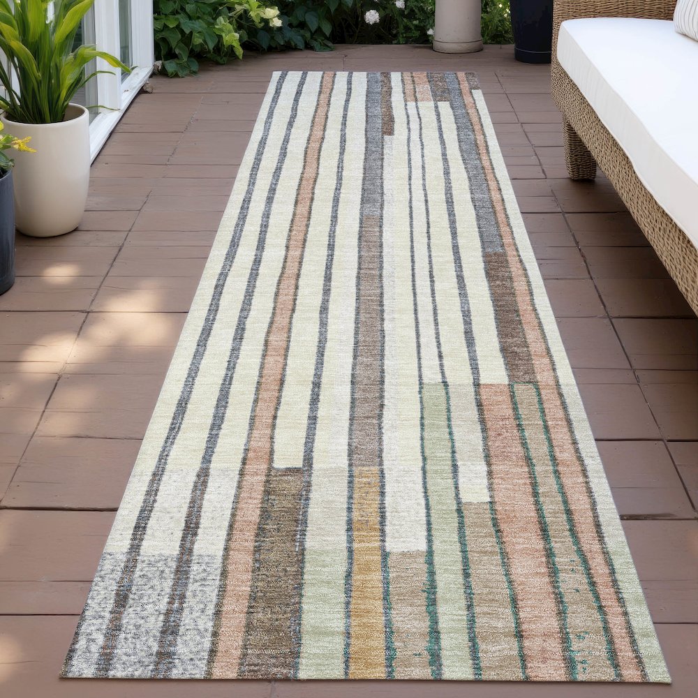 Machine Washable Indoor/Outdoor Chantille ACN2189 Brown 2'3" x 7'6" Runner Rug. Picture 6