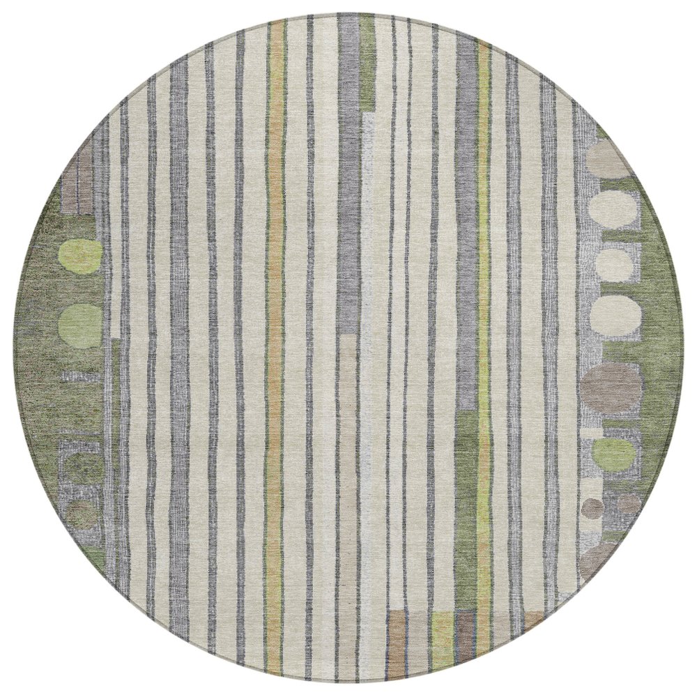 Machine Washable Indoor/Outdoor Chantille ACN2189 Olive 8' x 8' Round Rug. Picture 1