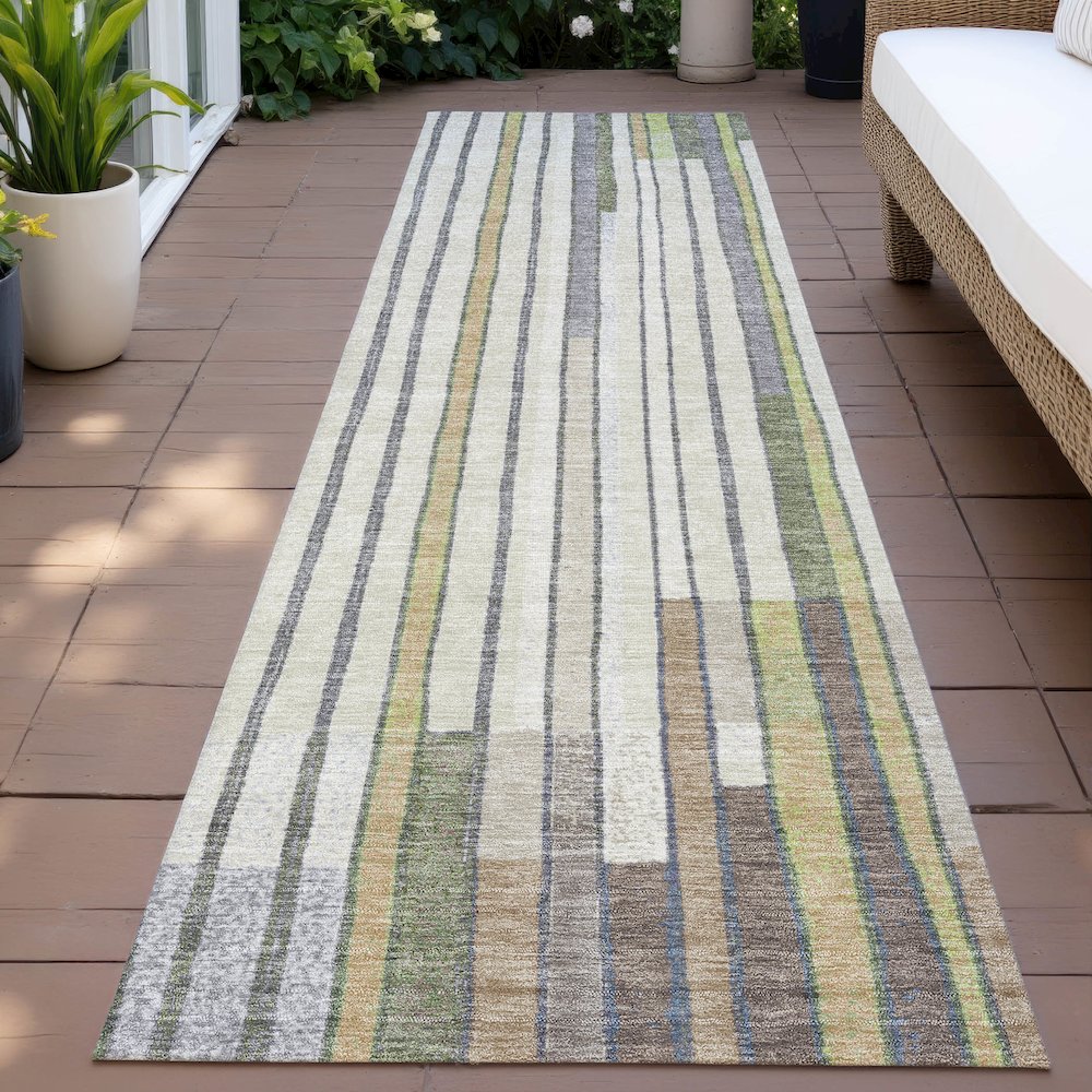 Machine Washable Indoor/Outdoor Chantille ACN2189 Olive 2'3" x 7'6" Runner Rug. Picture 6