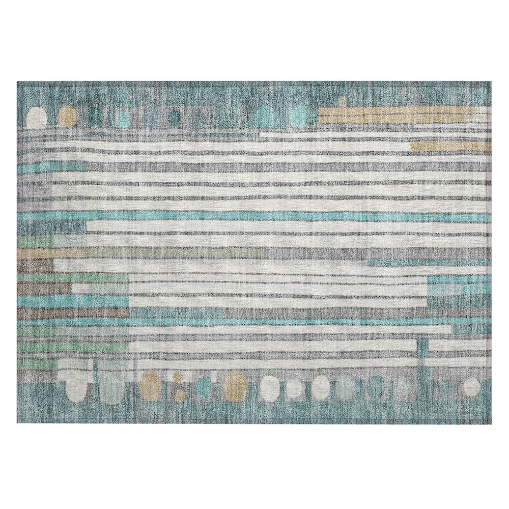 Machine Washable Indoor/Outdoor Chantille ACN2189 Teal 1'8" x 2'6" Rug. Picture 1