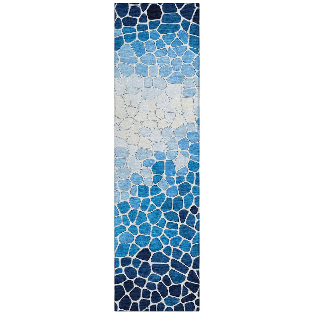 Machine Washable Indoor/Outdoor Chantille ACN2190 Blue 2'3" x 7'6" Runner Rug. Picture 1