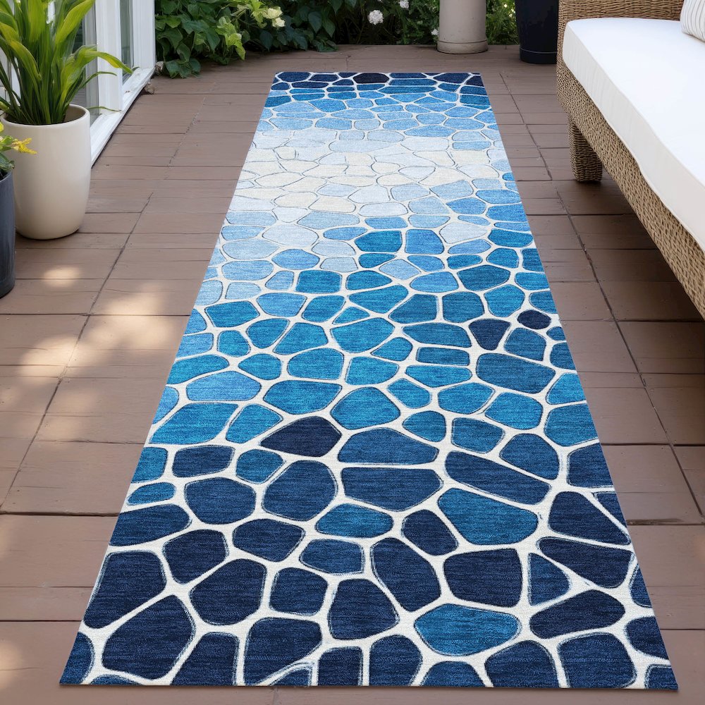 Machine Washable Indoor/Outdoor Chantille ACN2190 Blue 2'3" x 7'6" Runner Rug. Picture 6