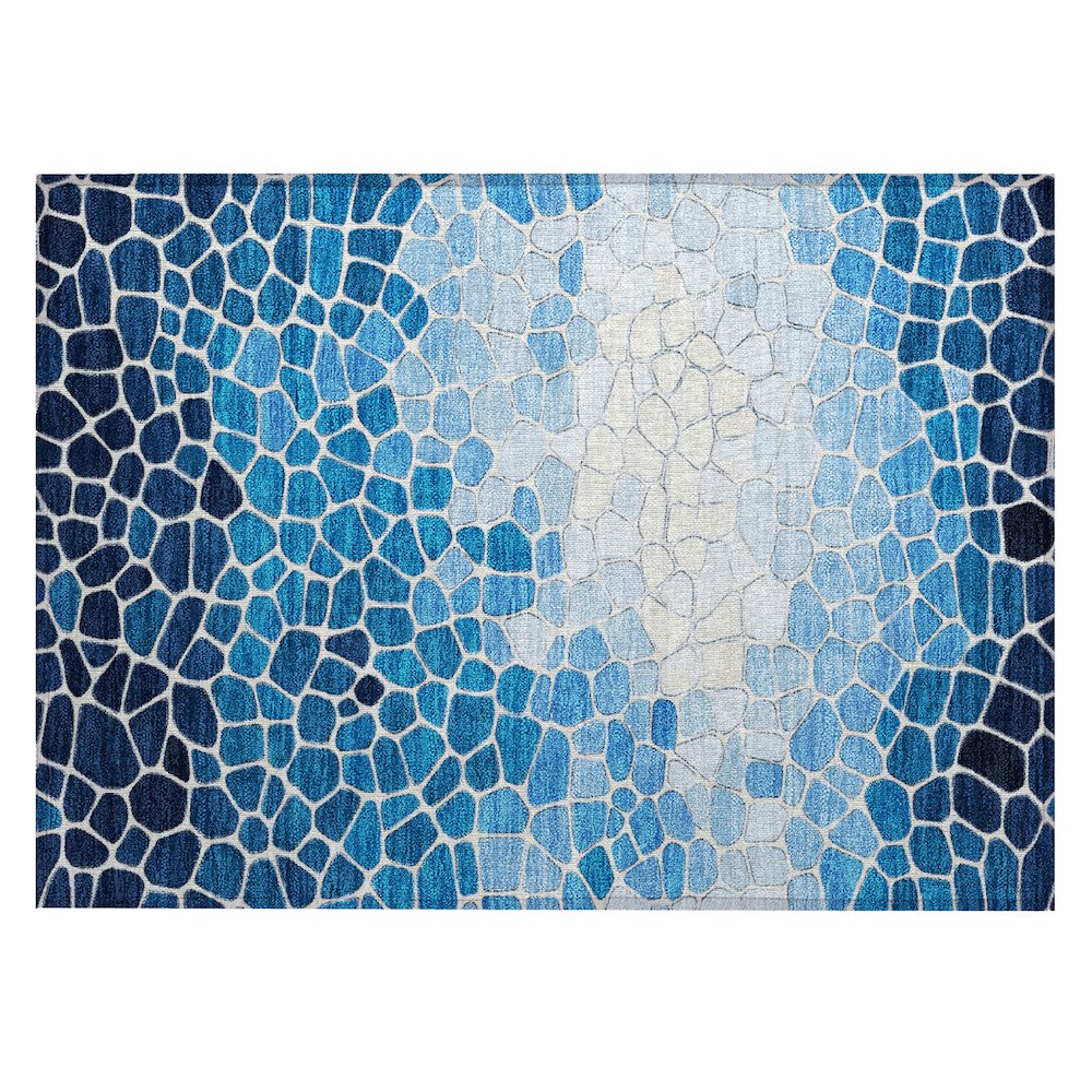Machine Washable Indoor/Outdoor Chantille ACN2190 Blue 1'8" x 2'6" Rug. Picture 1