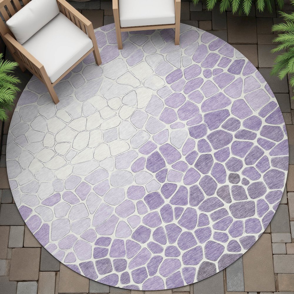 Machine Washable Indoor/Outdoor Chantille ACN2190 Purple 8' x 8' Round Rug. Picture 6
