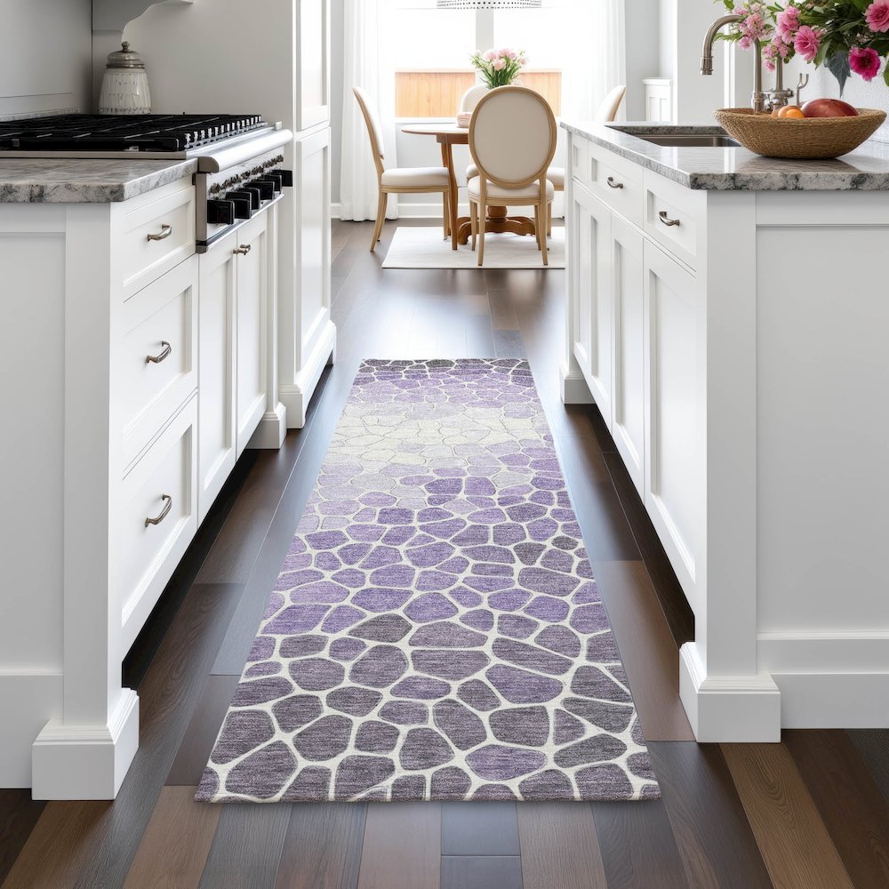 Machine Washable Indoor/Outdoor Chantille ACN2190 Purple 2'3" x 7'6" Runner Rug. Picture 5