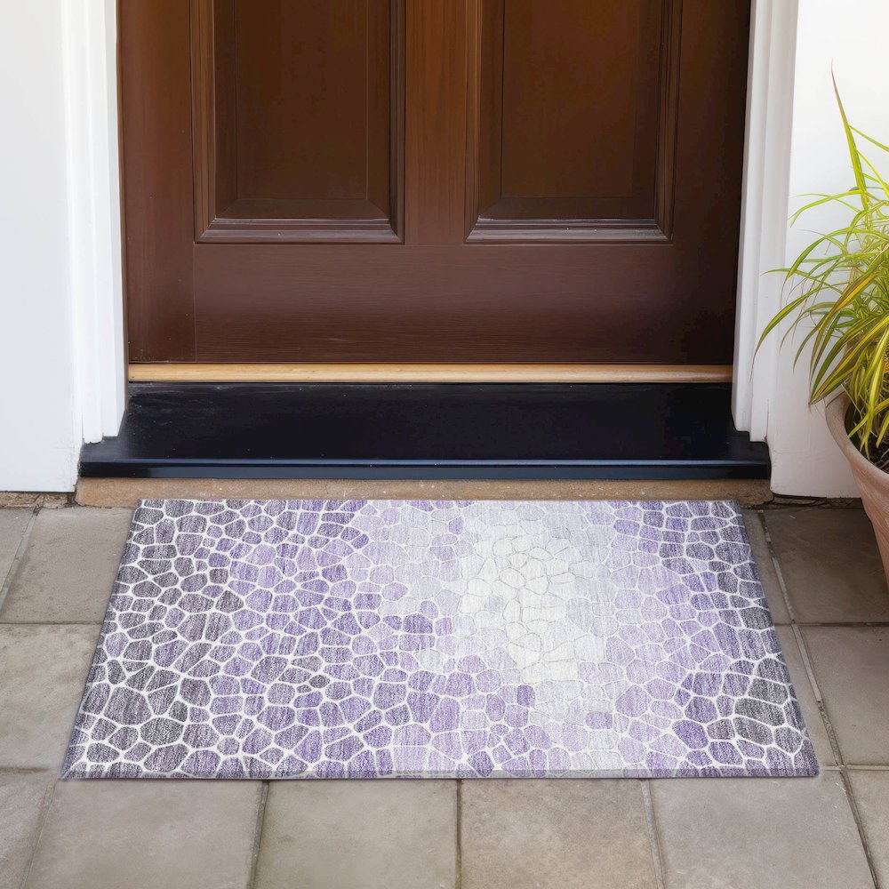 Machine Washable Indoor/Outdoor Chantille ACN2190 Purple 1'8" x 2'6" Rug. Picture 6