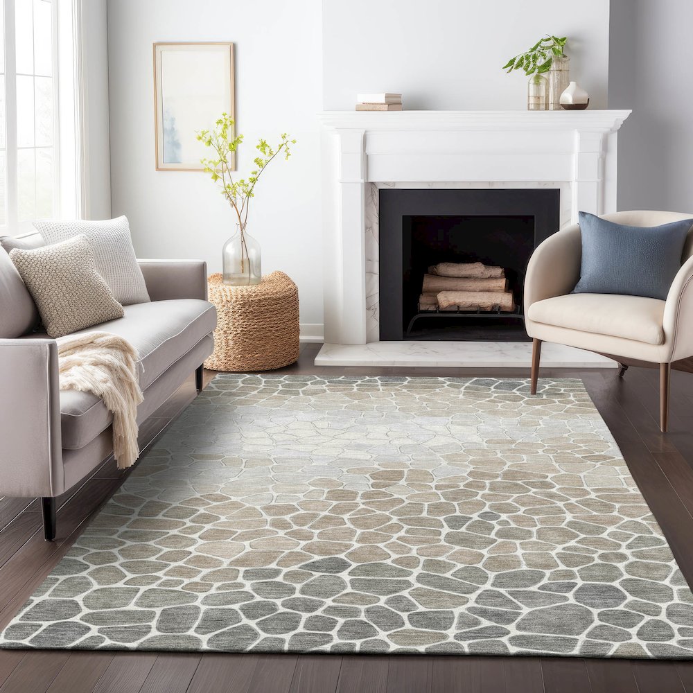 Machine Washable Indoor/Outdoor Chantille ACN2190 Taupe 2'6" x 3'10" Rug. Picture 6