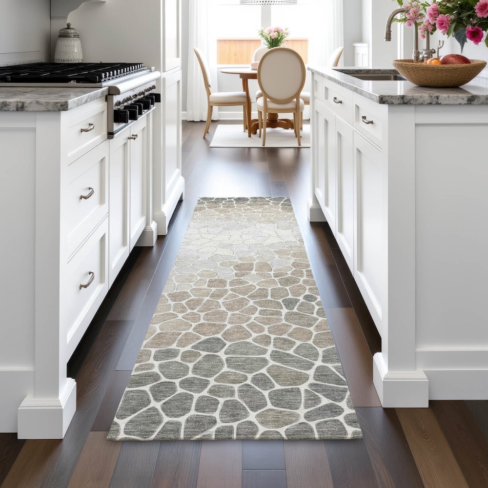 Machine Washable Indoor/Outdoor Chantille ACN2190 Taupe 2'3" x 7'6" Runner Rug. Picture 5
