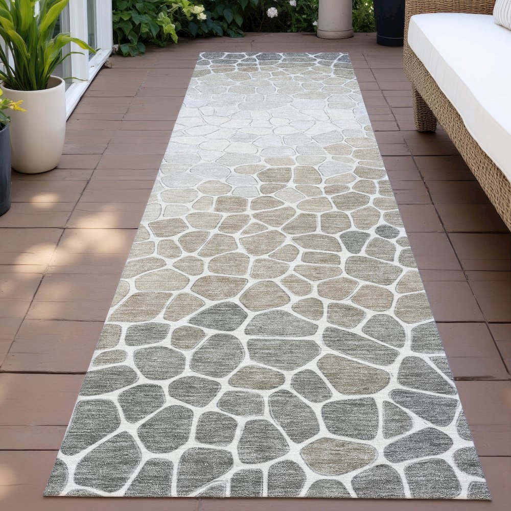 Machine Washable Indoor/Outdoor Chantille ACN2190 Taupe 2'3" x 7'6" Runner Rug. Picture 6