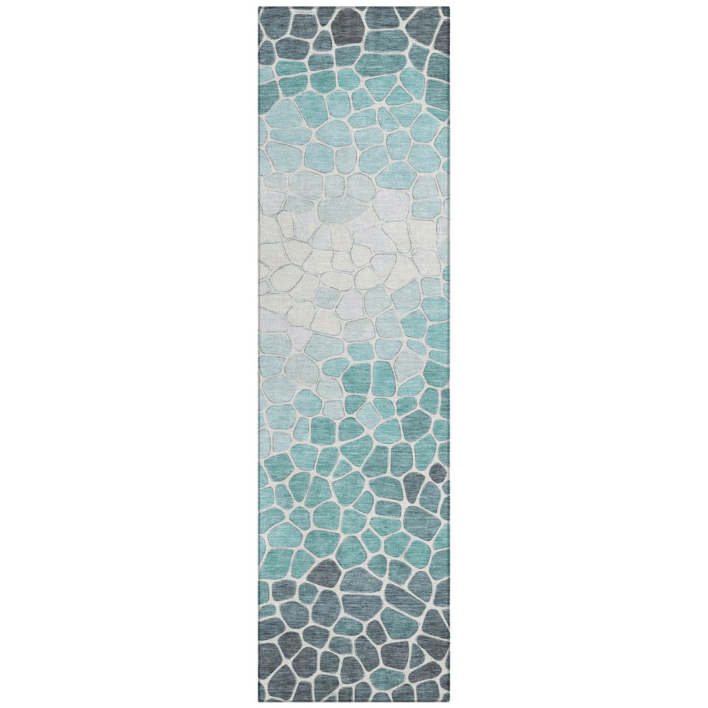 Machine Washable Indoor/Outdoor Chantille ACN2190 Teal 2'3" x 7'6" Runner Rug. Picture 1