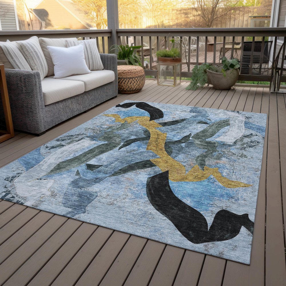 Machine Washable Indoor/Outdoor Chantille ACN2191 Denim 2'6" x 3'10" Rug. Picture 8