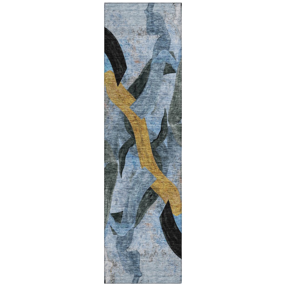 Machine Washable Indoor/Outdoor Chantille ACN2191 Denim 2'3" x 7'6" Runner Rug. Picture 1