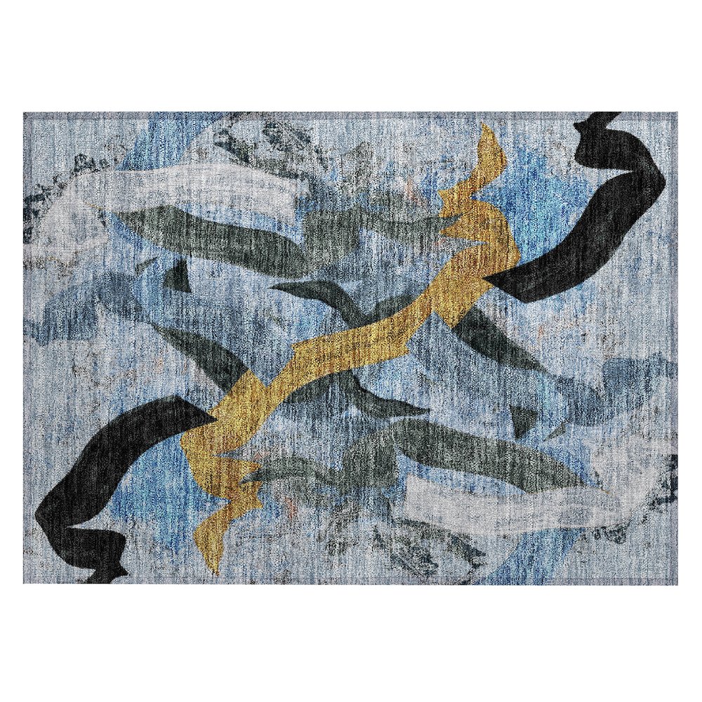 Machine Washable Indoor/Outdoor Chantille ACN2191 Denim 1'8" x 2'6" Rug. Picture 1
