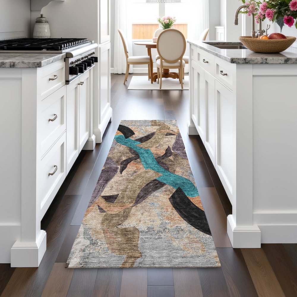 Machine Washable Indoor/Outdoor Chantille ACN2191 Gray 2'3" x 7'6" Runner Rug. Picture 5