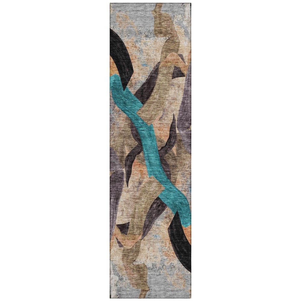 Machine Washable Indoor/Outdoor Chantille ACN2191 Gray 2'3" x 7'6" Runner Rug. Picture 1