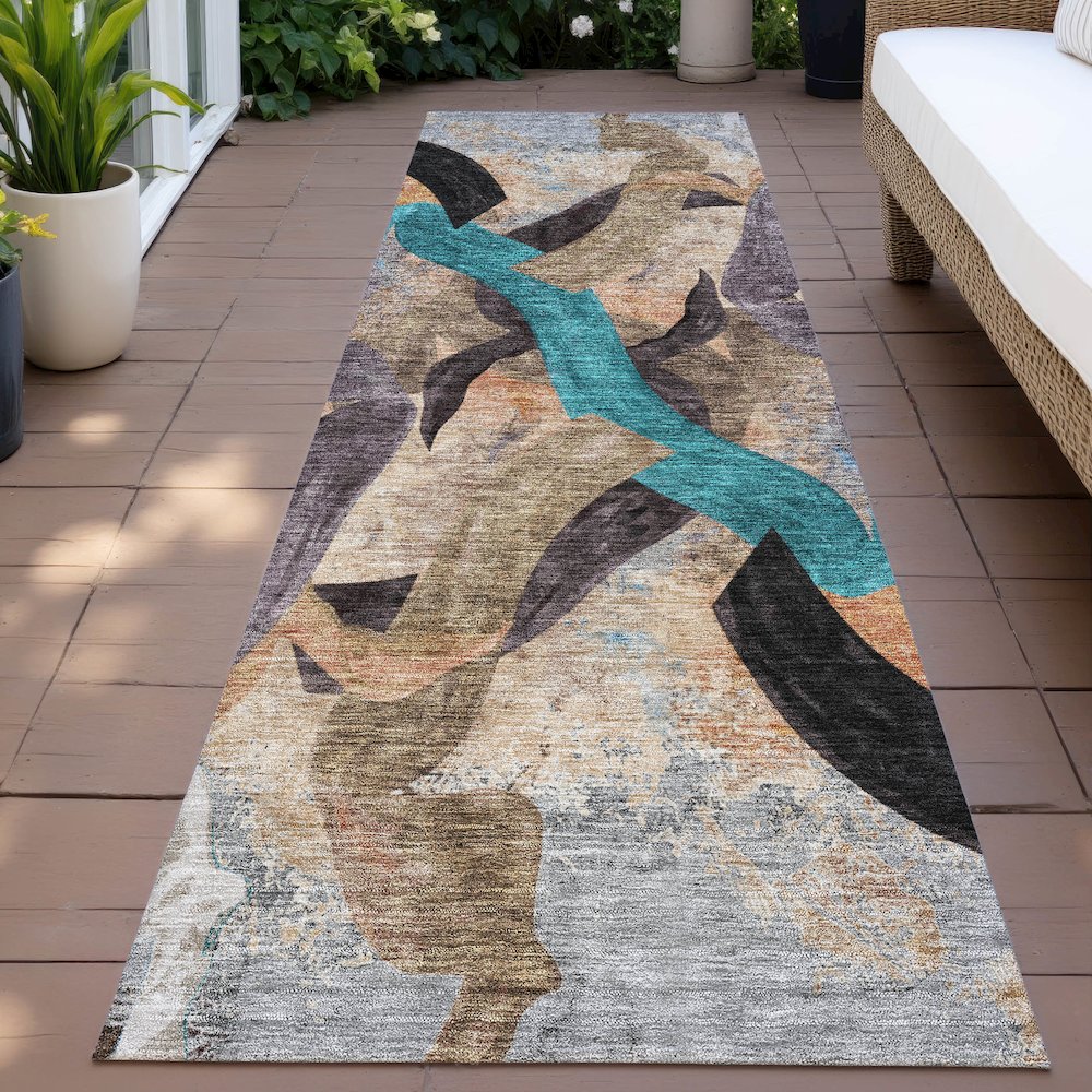 Machine Washable Indoor/Outdoor Chantille ACN2191 Gray 2'3" x 7'6" Runner Rug. Picture 6