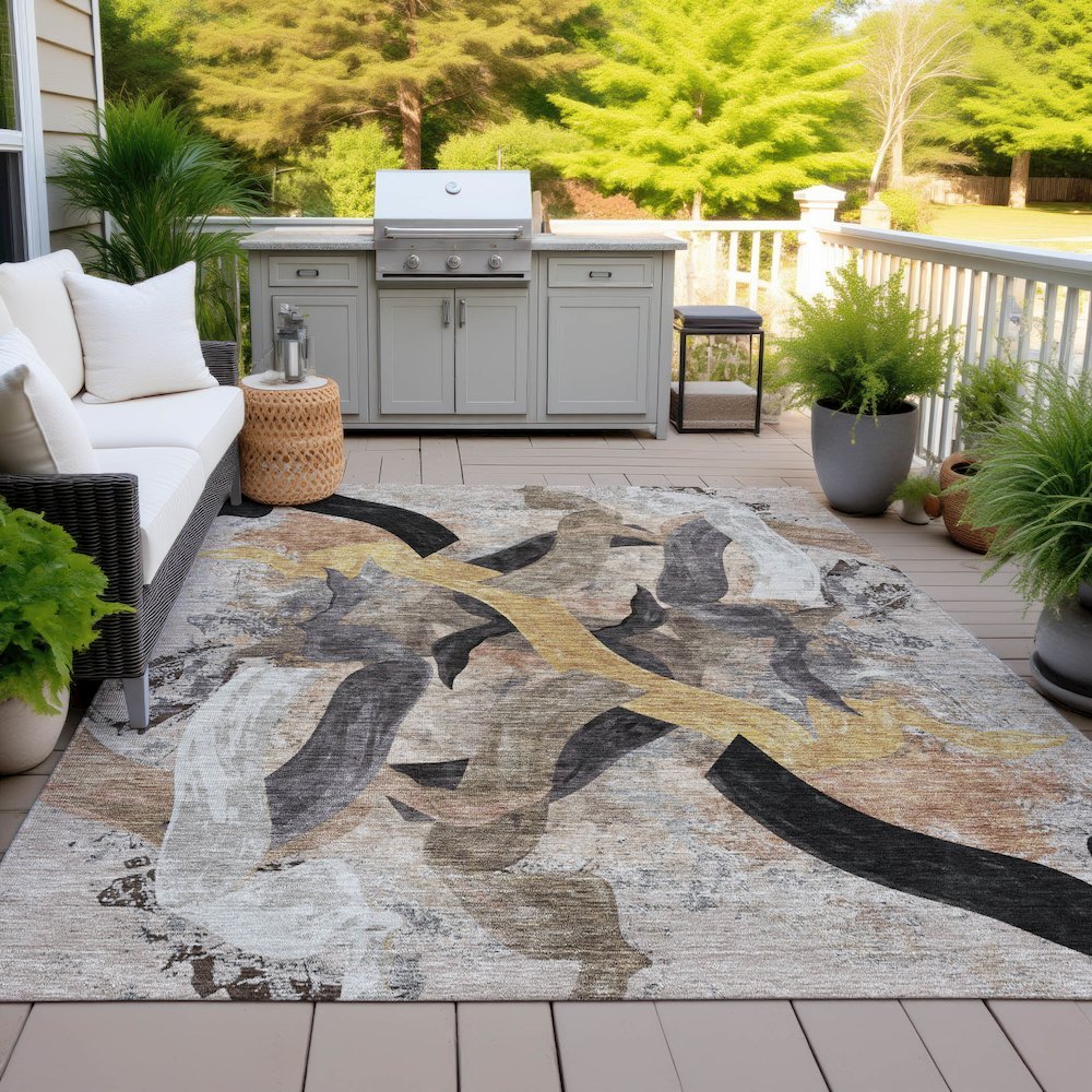 Machine Washable Indoor/Outdoor Chantille ACN2191 Taupe 2'6" x 3'10" Rug. Picture 7