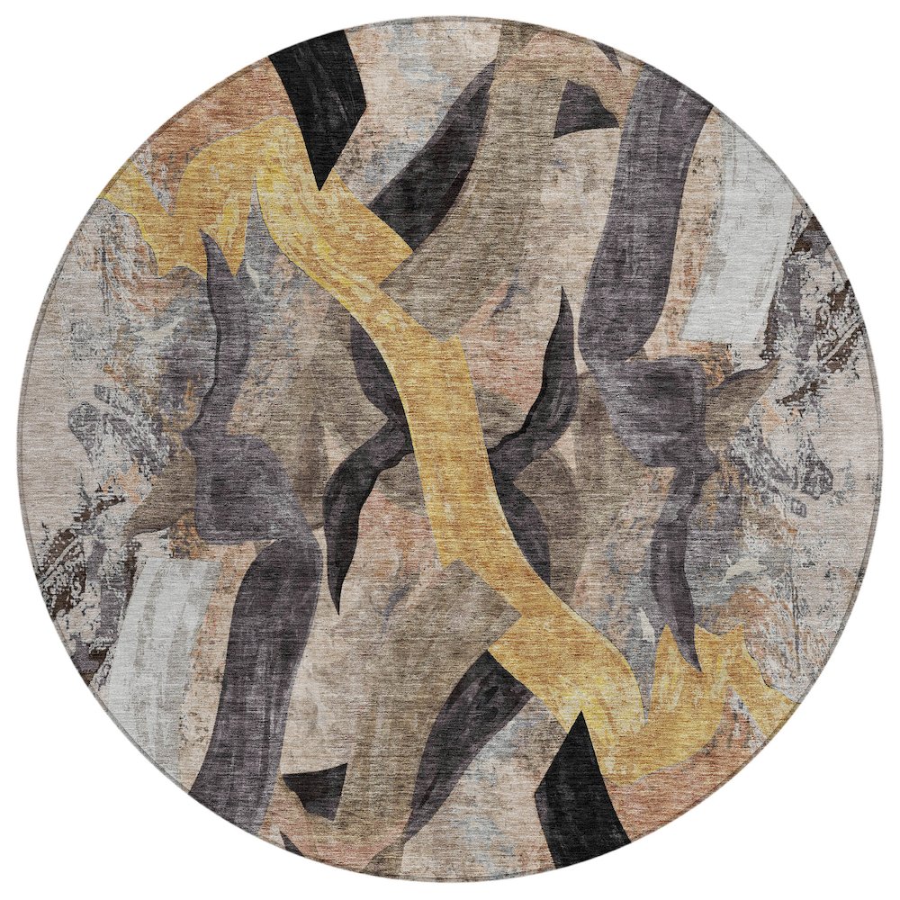 Machine Washable Indoor/Outdoor Chantille ACN2191 Taupe 8' x 8' Round Rug. Picture 1